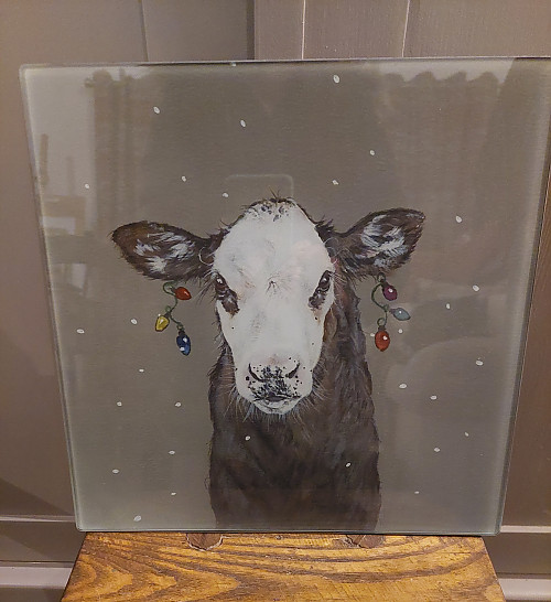 Merry Christmooooooo Glass Chopping Board.  Kitchen Art Print - Click to Enlarge