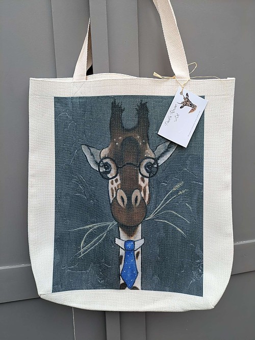 Giraffe Linen Tote Bag, 