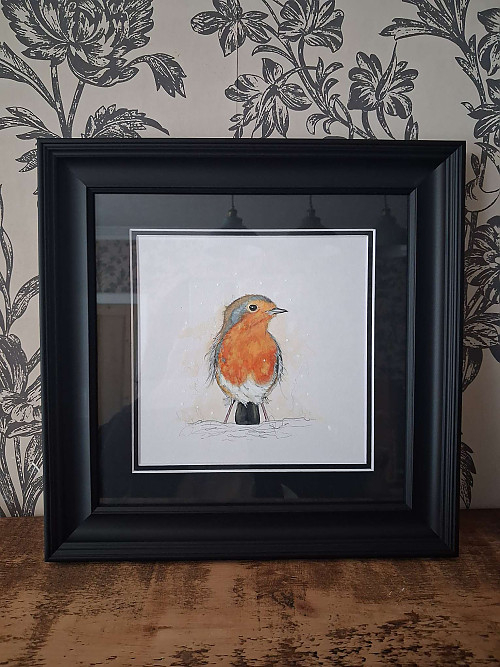 Robin Watercolour Painting. Framed Art. - Click to Enlarge