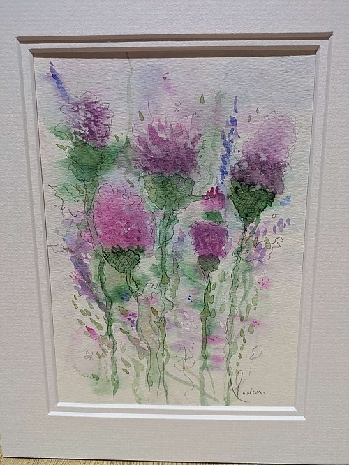 Original Watercolour Thistle Painting, 