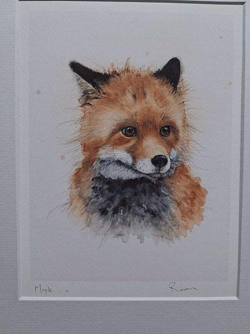 Fox Giclee Art Print. Watercolour Fox Art. Mounted Art. - Click to Enlarge