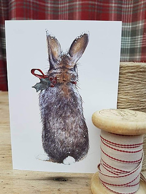 Rabbit Christmas Card, "Holly"