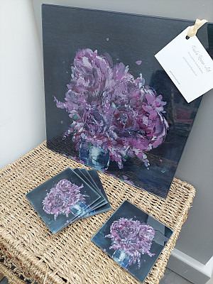 Flower posy Glass Coaster "For My Mum"