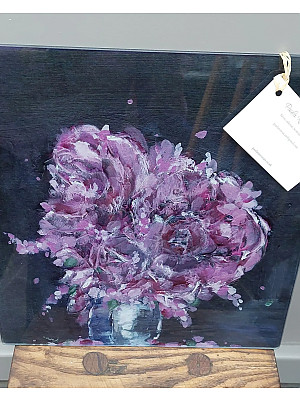 Flower Posy Glass Chopping Board, Kitchen Art Print.  "For My Mum"