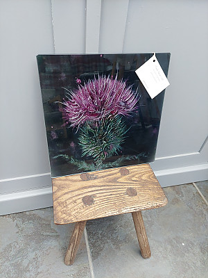Thistle glass Chopping Board. Kitchen Art Print