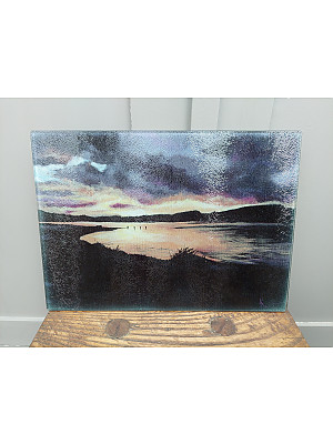 Caledonian Sundown Glass Chopping Board  A4.  Kitchen Art Print