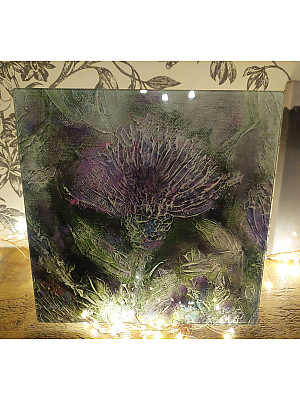 "Home" Glass Chopping Board, Kitchen Art Print.