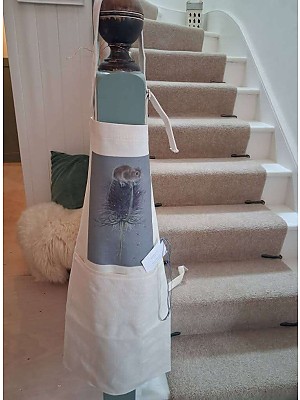 Mouse on Thistle Apron. "Vantage Point".