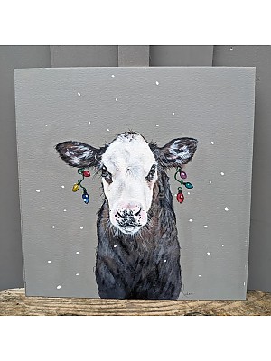 Original cow painting. 'Merry Christmoooo!'