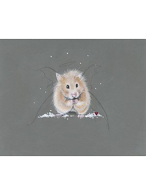 Original hamster painting. 'A Fluffy Angel'.