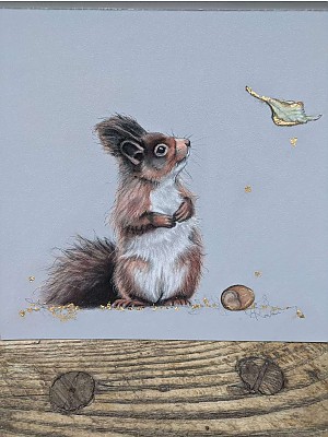 Squirrel Painting, "Autumn Gold".