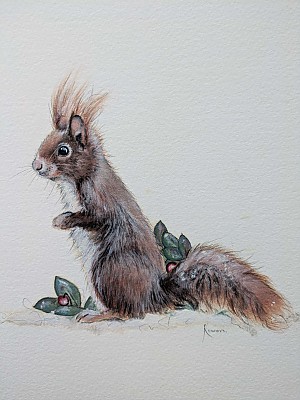 Squirrel Painting. Frosty.