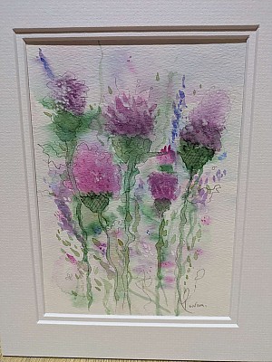 Original Watercolour Thistle Painting, " The Ceilidh".