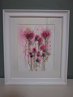 Original Watercolour Thistles Painting.