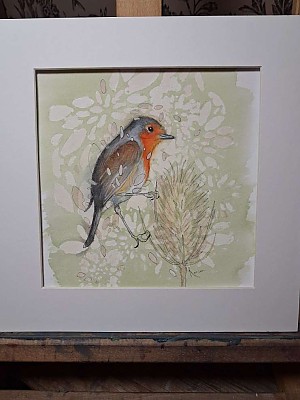 Original Robin Watercolour Painting. "The Visitor".