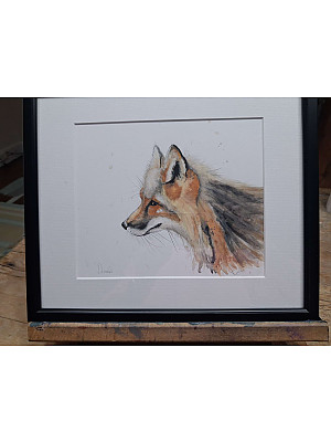 Watercolour Fox Painting. "Drookit"