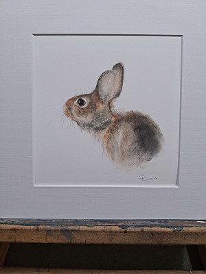 Hare Giclee Art Print. &nbsp;Watercolour Hare. Mounted Art.